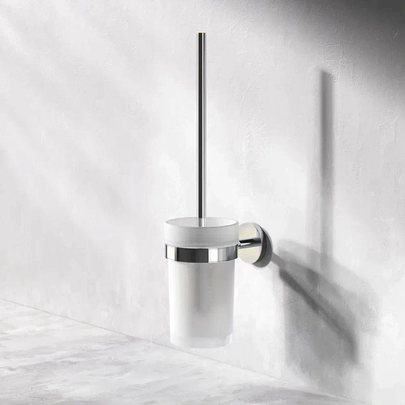 Ершик для унитаза AM.PM X-Joy A85A33300 со стеклянной настенной подставкой, хром