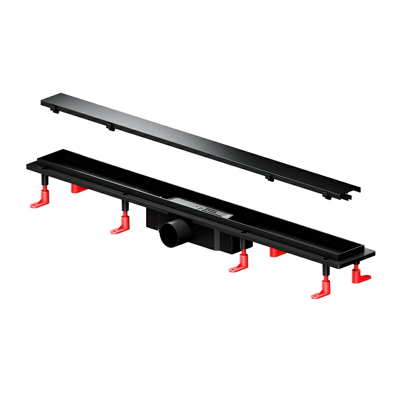 Душевой трап (лоток) 80 AM.PM PrimeFlow W02SC-U11-080-04BM комбинированный затвор с черной матовой решеткой под плитку