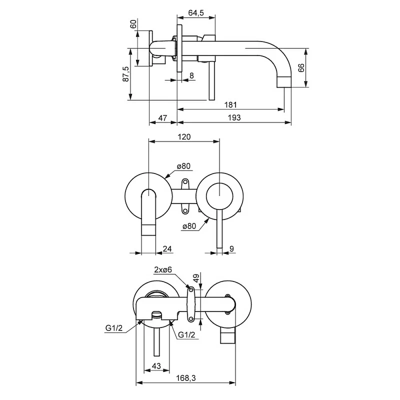 Встраиваемый смеситель для раковины (умывальника) Damixa Scandinavian Pure 360260500 розовое золото