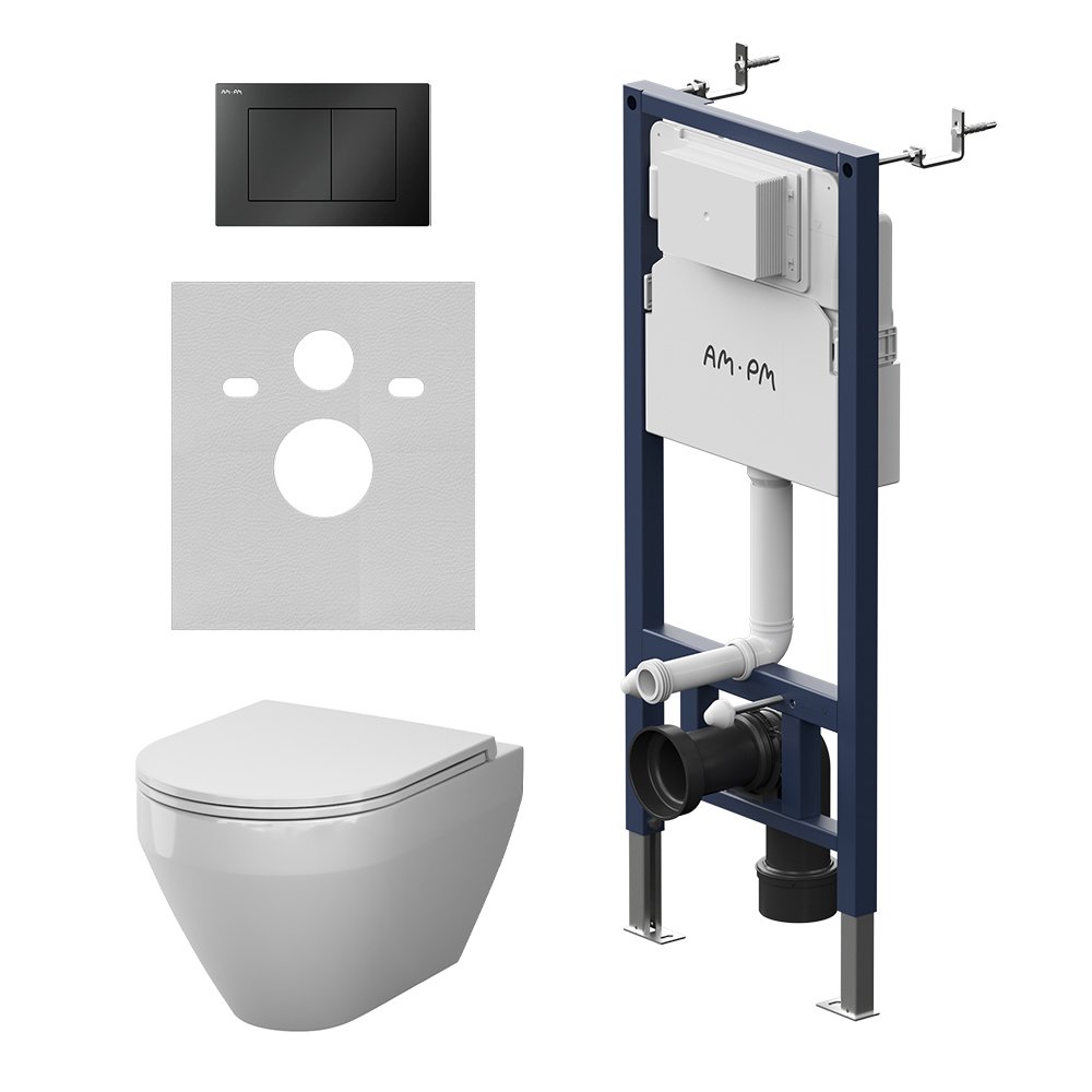 Инсталляция PrimeFit с подвесным унитазом Aquaspin и клавишей Spirit V2.0 IS90238.701900, Синий, белый, черный