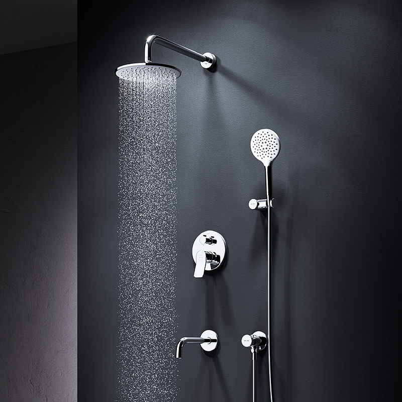 Встраиваемая душевая система AM.PM X-Joy FB85A3RH30 хром: тропический верхний душ, излив с душевой лейкой