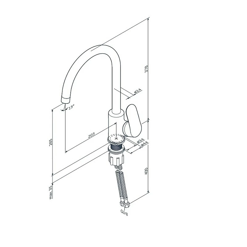 Смеситель для кухни AM.PM Like F8007133 высокий, белый