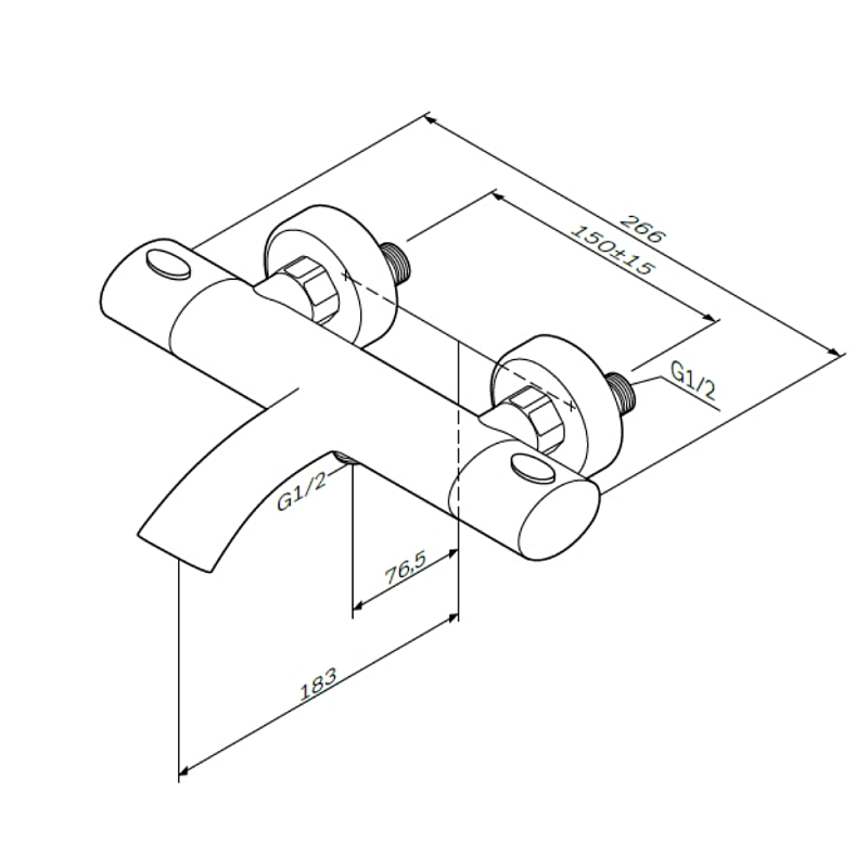 Смеситель для ванны и душа AM.PM Sense F7550064 термостат, хром