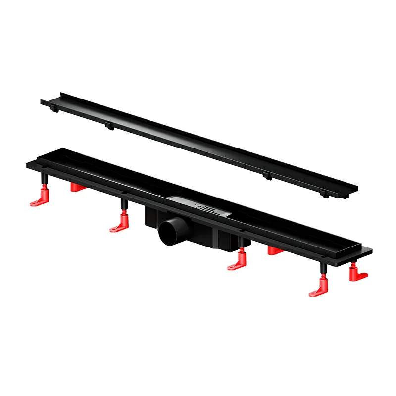 Душевой трап (лоток) 80 AM.PM PrimeFlow W02SC-U11-080-04BM комбинированный затвор с черной матовой решеткой под плитку