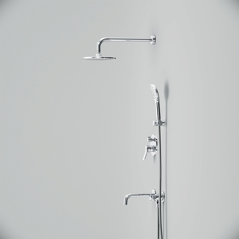 Встраиваемая душевая система AM.PM X-Joy FB85A3RH30 хром: тропический верхний душ, излив с душевой лейкой
