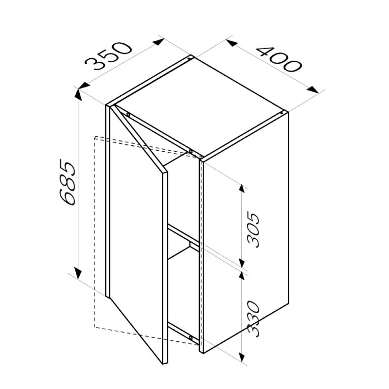 Шкаф с полками 40 AM.PM Func M8FCH0402WG правый белый глянец