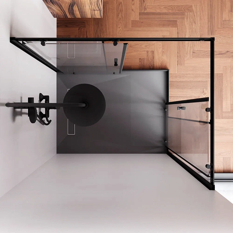 Душевое ограждение без поддона 120x90 AM.PM Sunny W87G-403-12090-BT профиль черный матовый