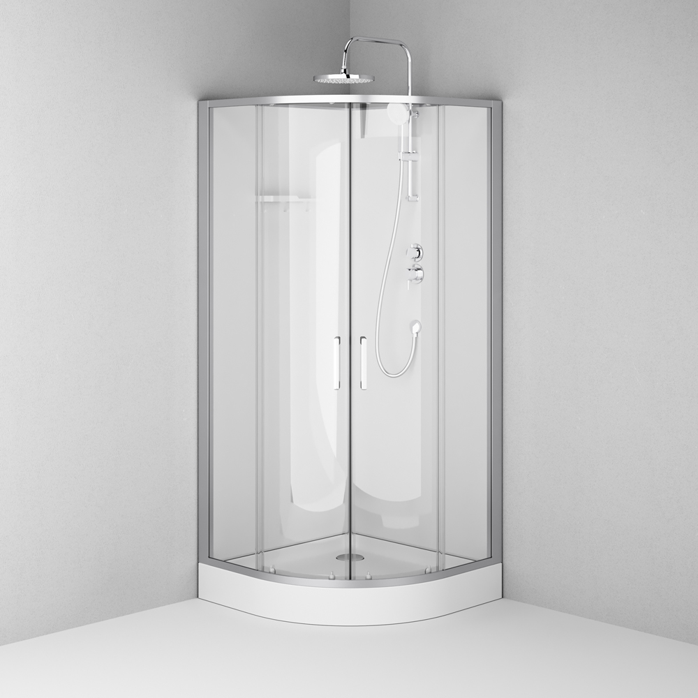 Душевая кабина 90x90 см, без гидромассажа Above W9XC-401-9090MT, Хром, белый, прозрачное
