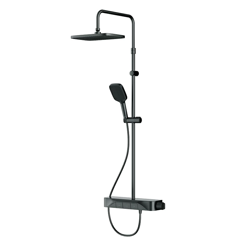 Душевая система AM.PM Func F078F222 стойка с тропическим душем, термостатом, смесителем, черная