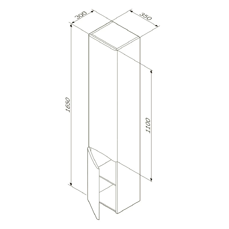 Шкаф-пенал для ванной 35 AM.PM Like M80CHR0356WG навесной правый белый глянец
