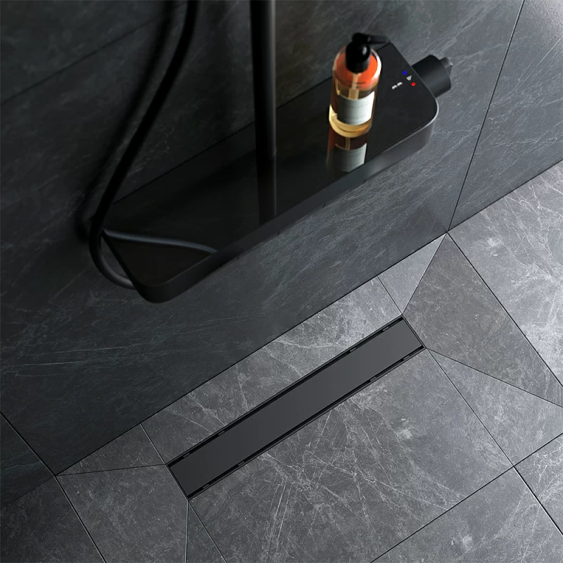 Душевой трап (лоток) 50 AM.PM PrimeFlow W02SC-U11-050-04BM комбинированный затвор с черной матовой решеткой под плитку