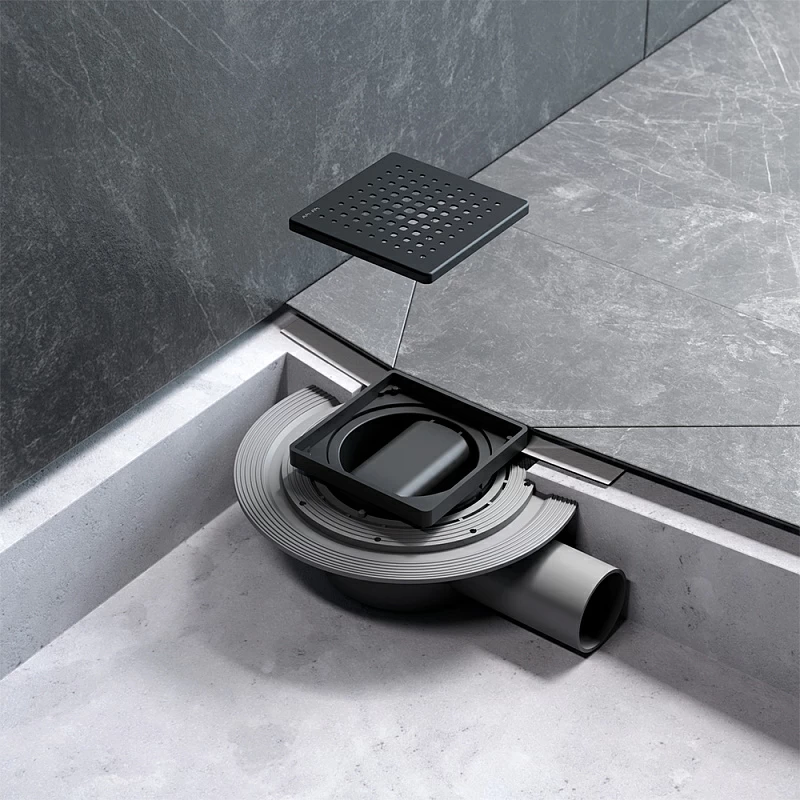 Душевой трап 10x10 AM.PM MasterFlow W01BD-P11-010-01BM комбинированный затвор с черной матовой решеткой
