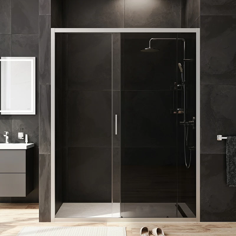 Душевая перегородка с дверью 150x195 AM.PM Gem W90G-150-1-195MG тонированное стекло, профиль серебристый