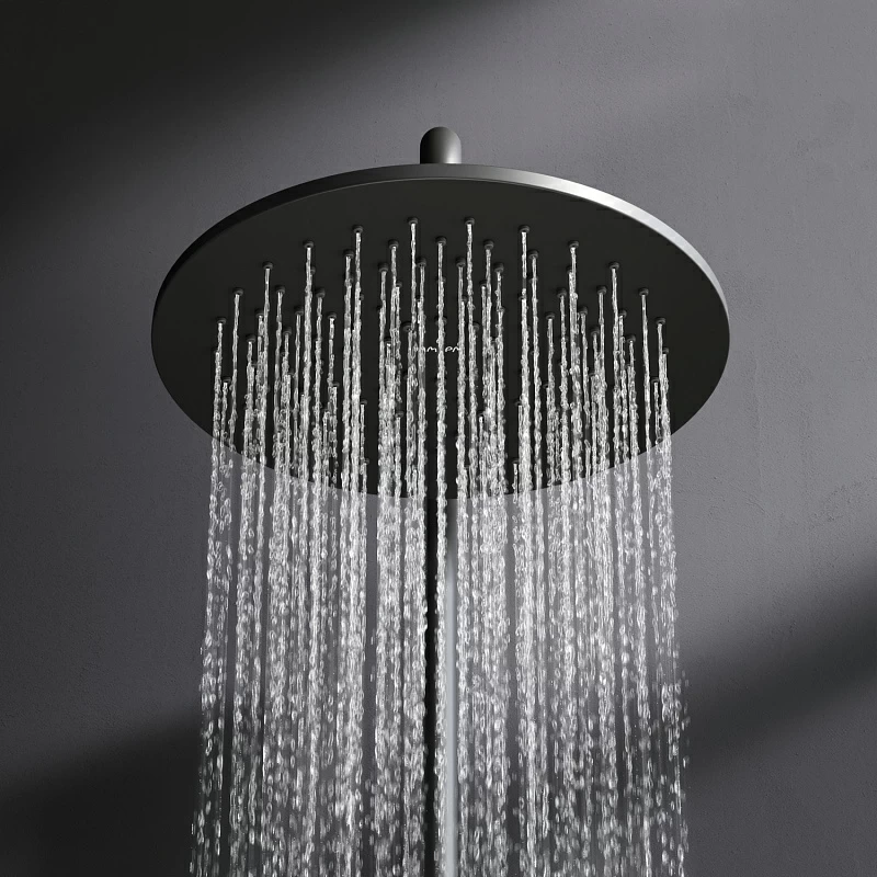 Душевая система AM.PM Like F0780222 стойка с тропическим душем, черная матовая