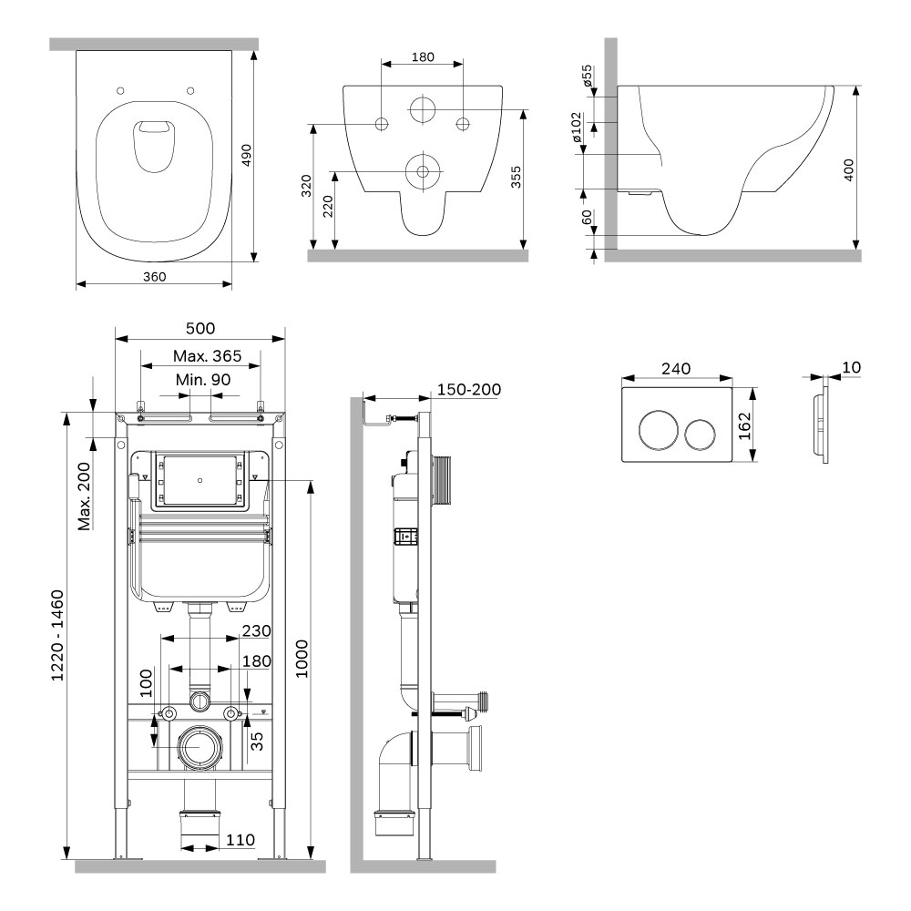 Инсталляция MasterFit с подвесным унитазом Aquaspin и клавишей Above IS130101.9X1900, Синий, белый