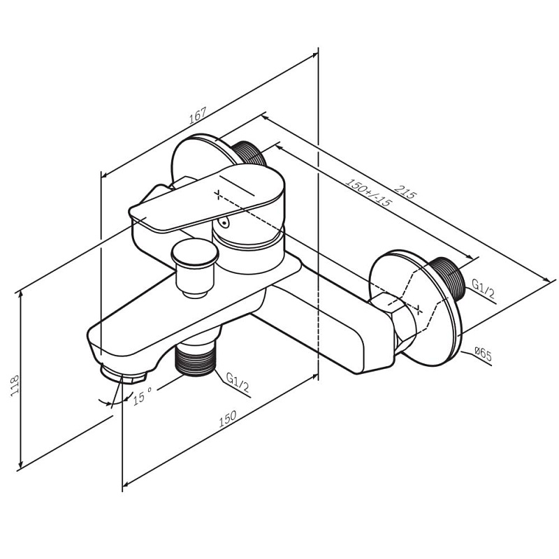 Смеситель для ванны и душа AM.PM Crave F9C10000 хром