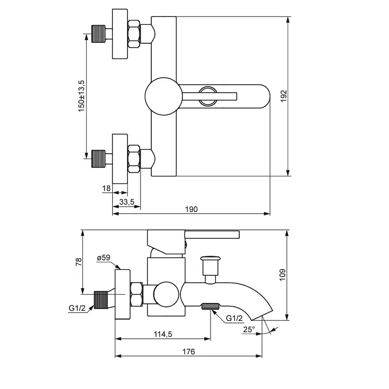 Смеситель для ванны и душа Damixa Scandinavian Pure 361000600 золото