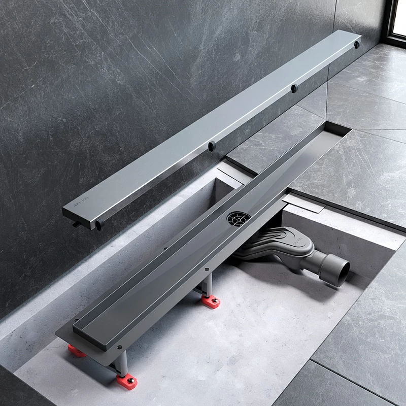 Душевой трап (лоток) 80 AM.PM MasterFlow W01SC-U11-080-04SB комбинированный затвор со стальной матовой решеткой под плитку