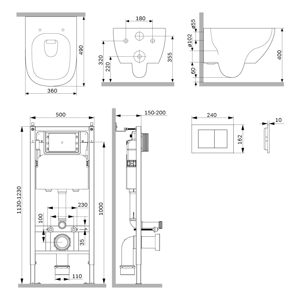 Инсталляция PrimeFit с подвесным унитазом Aquaspin и клавишей Above IS90201.9X1900, Синий, белый