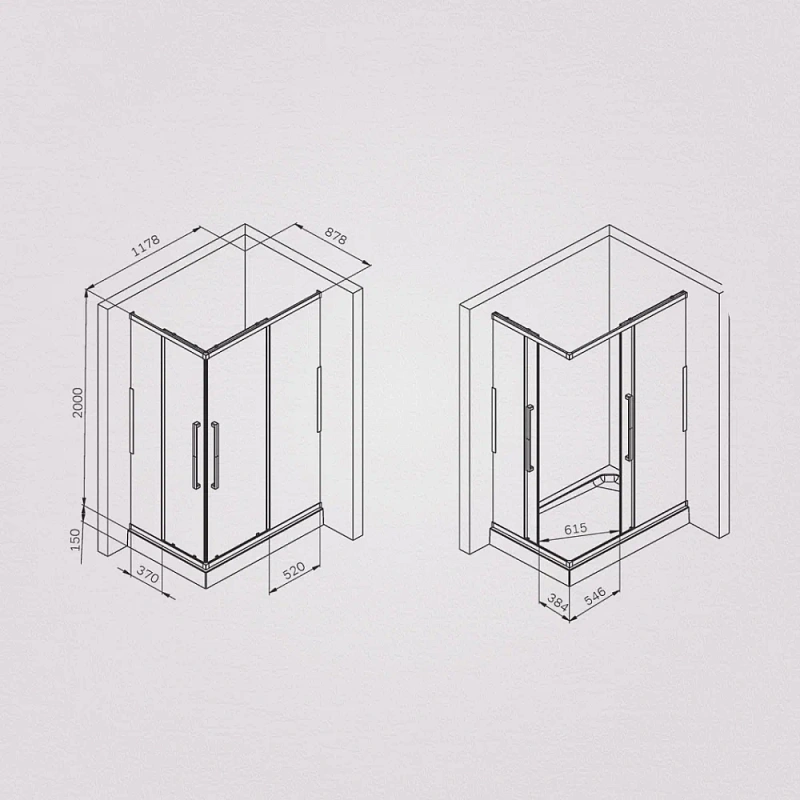 Душевое ограждение без поддона 90х120 AM.PM Func W84G-403-12090-BT профиль черный матовый