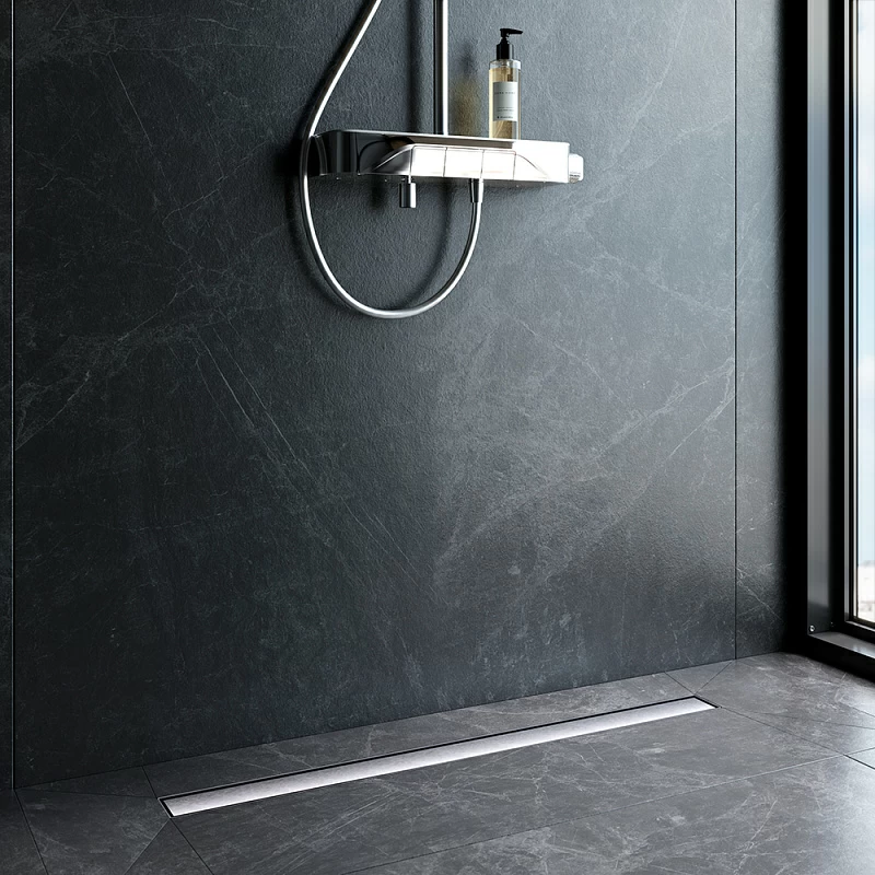 Душевой трап (лоток) 90 AM.PM MasterFlow W01SC-U11-090-04SB комбинированный затвор со стальной матовой решеткой под плитку