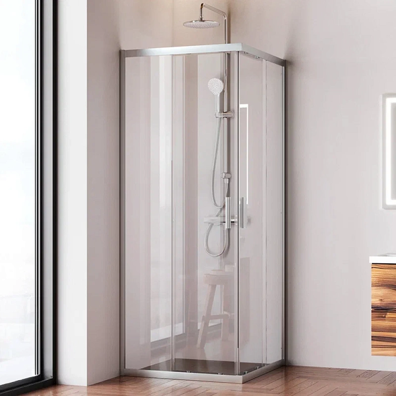 Душевое ограждение без поддона 80x80 AM.PM Gem W90G-403-8080-MT профиль серебристый