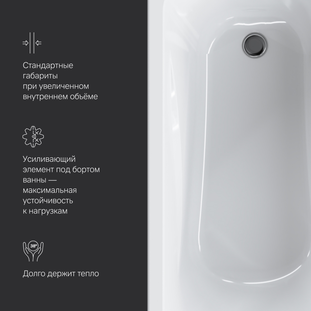 Ванна Sense W76A-150-070W-A, Белый