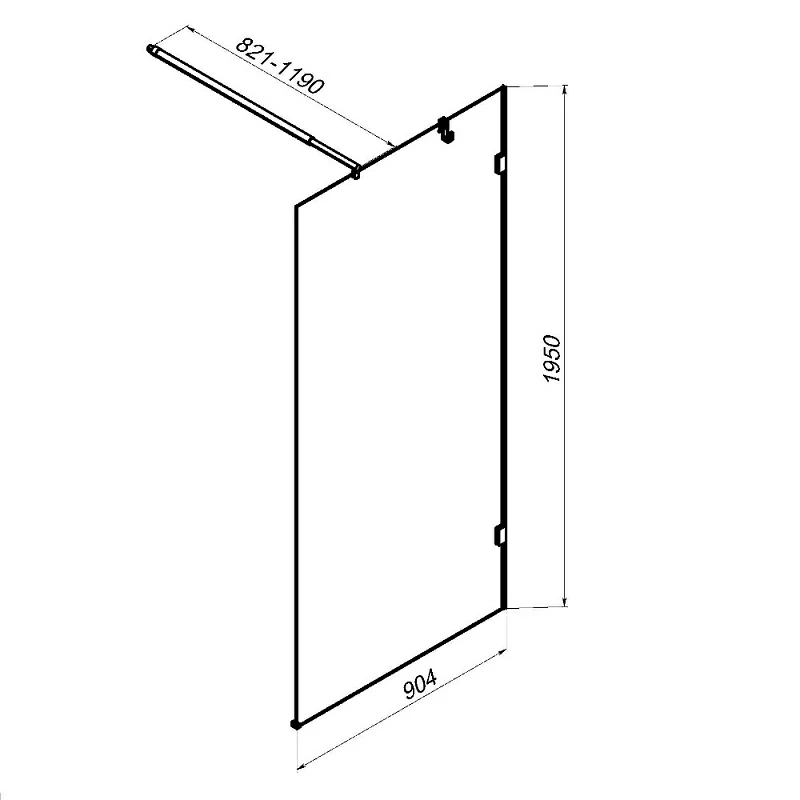Душевая перегородка 100x195 AM.PM X-Joy W94UWI-100-F1-BTE прозрачное стекло, профиль черный
