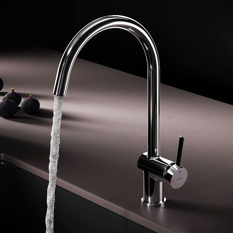 Смеситель для кухни AM.PM Func F8F07000 высокий с С-изливом, хром