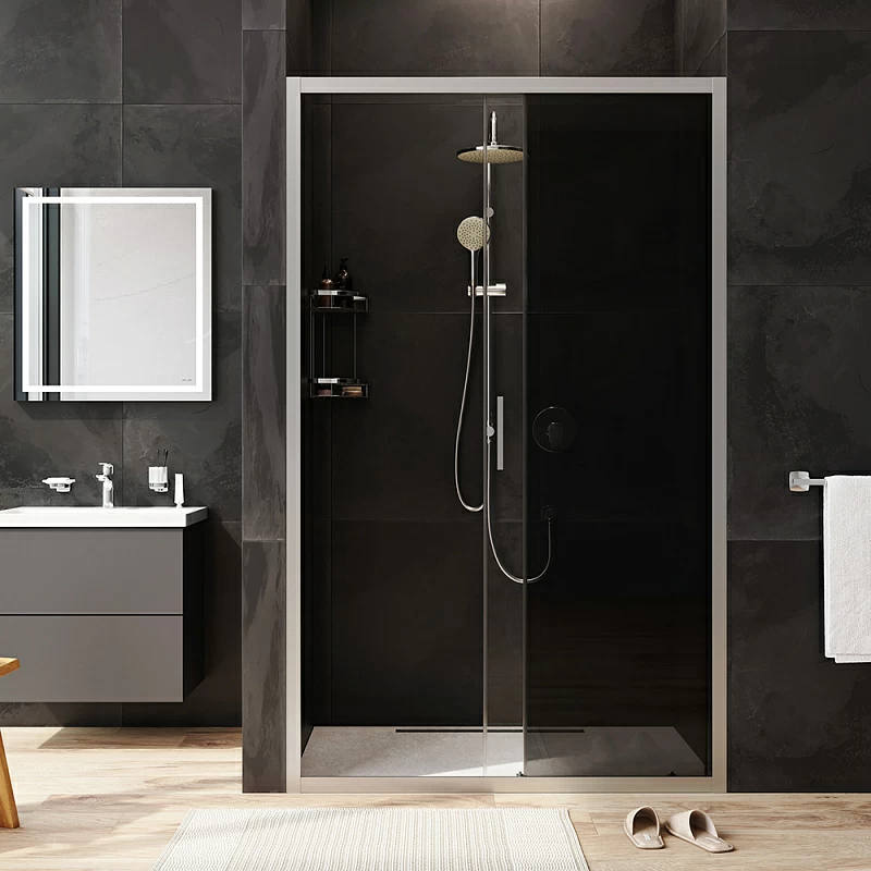 Душевая перегородка с дверью 120x195 AM.PM Gem W90G-120-1-195MG тонированное стекло, профиль серебристый