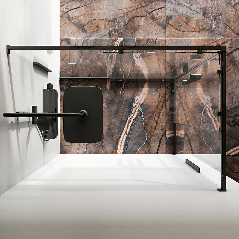 Душевое ограждение без поддона 80х120 AM.PM Func W84G-403-12080-BT профиль черный матовый