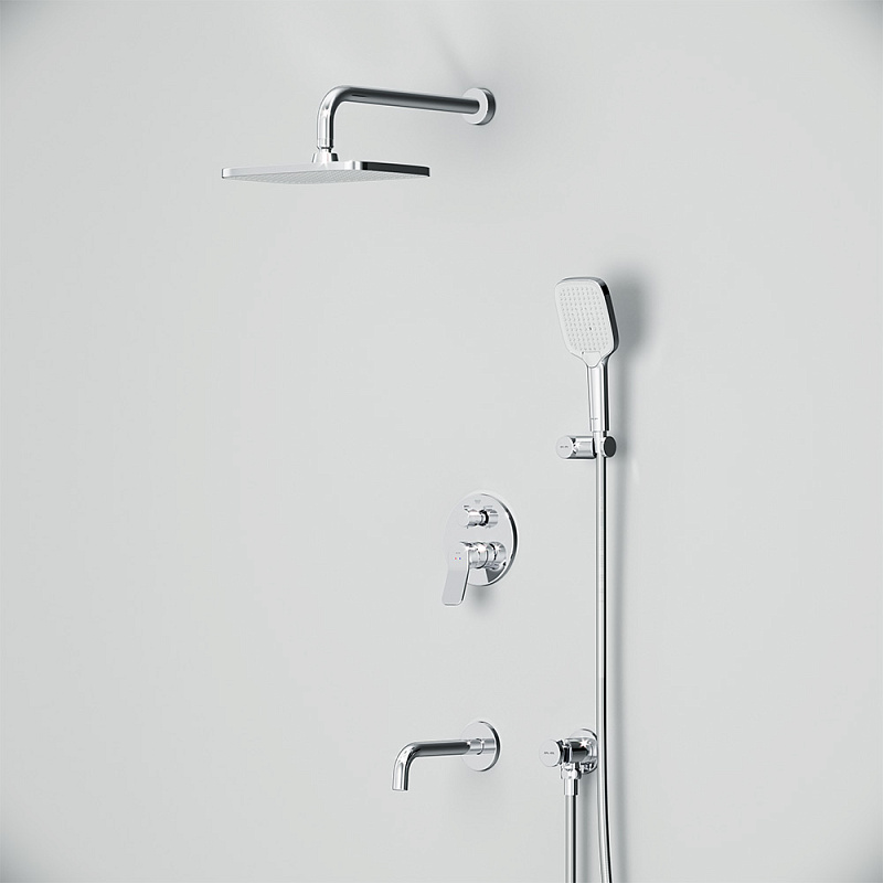 Встраиваемая душевая система AM.PM X-Joy FB85A3RH40 хром: тропический верхний душ, излив с душевой лейкой