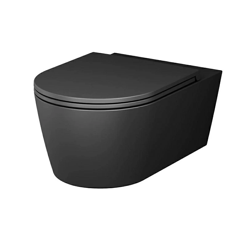 Унитаз подвесной AM.PM Func C8F1701MBSC (глубина 54 см) безободковый с сиденьем микролифт, чёрный матовый
