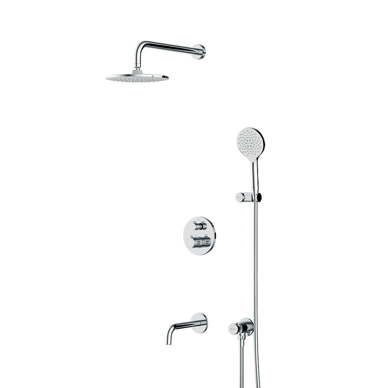 Встраиваемая душевая система AM.PM X-Joy FT85A3RH30 хром: тропический верхний душ, излив с душевой лейкой, термостат