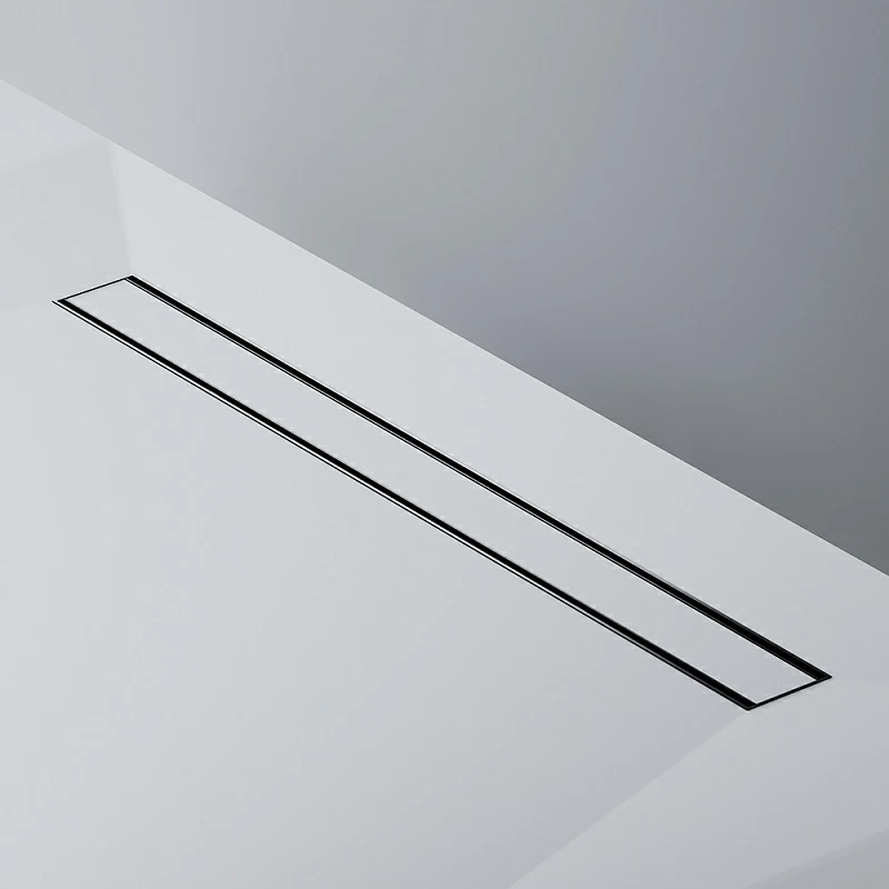 Душевой трап (лоток) 80 AM.PM PrimeFlow W02SC-U11-080-04BM комбинированный затвор с черной матовой решеткой под плитку