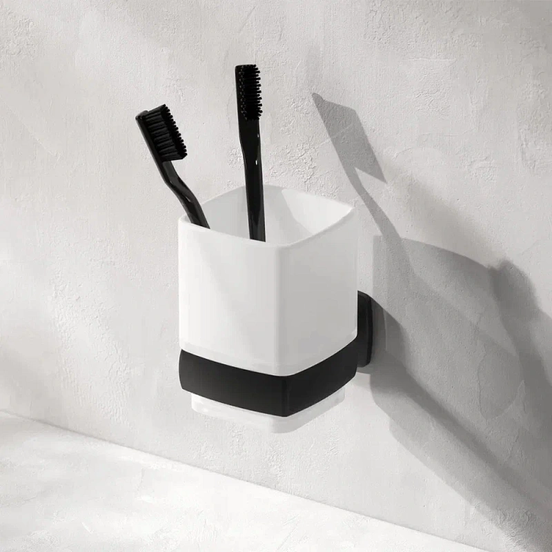 Стакан для зубных щеток настенный AM.PM Gem A9034322 стеклянный, черный