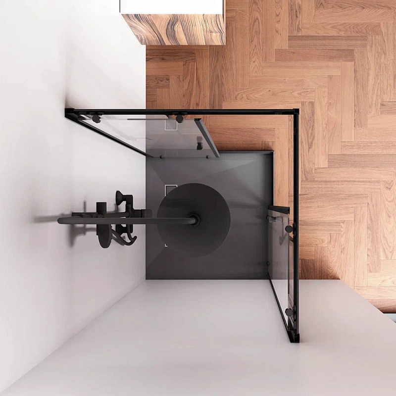 Душевое ограждение без поддона 80x80 AM.PM Sunny W87G-403-8080-BT профиль черный матовый