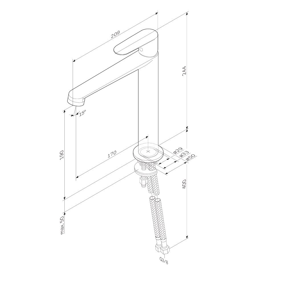 Смеситель для раковины, высокий Above F9X92000, Хром