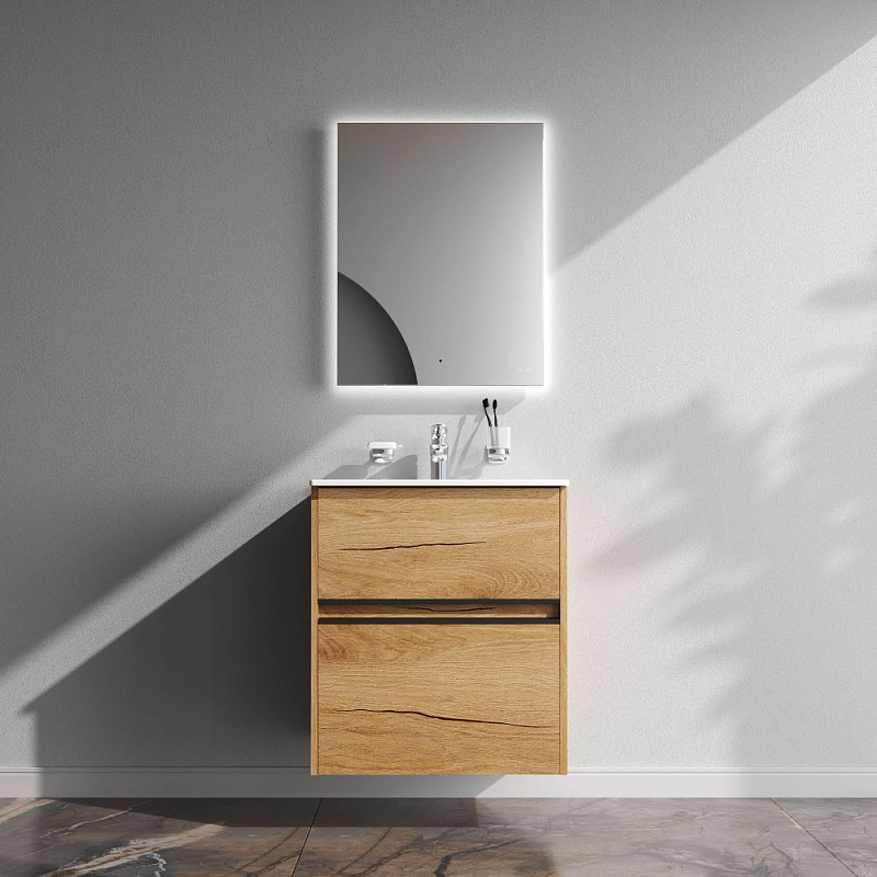 Тумба с раковиной 60 AM.PM Sense M7B-FUX0602OF-WCC0602WG подвесная/напольная на ножках, светлое дерево