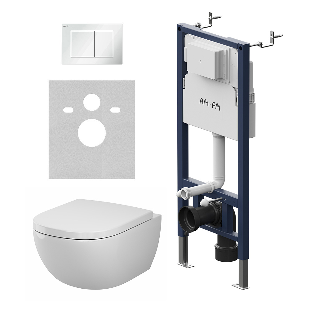 Инсталляция PrimeFit с подвесным унитазом Aquaspin и клавишей Above IS90201.9X1900, Синий, белый