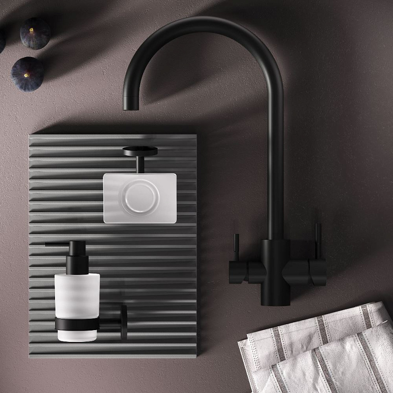 Смеситель для кухни AM.PM X-Joy S F85B07722 высокий, с каналом питьевой воды, черный