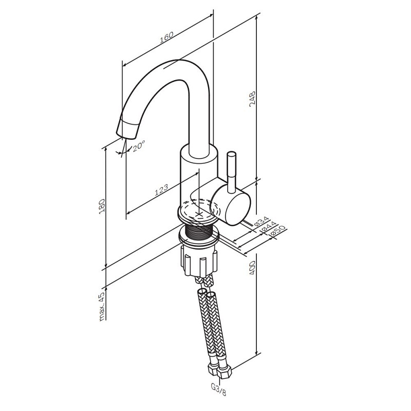 Смеситель для раковины (умывальника) AM.PM X-Joy S F85B02722 высокий, черный