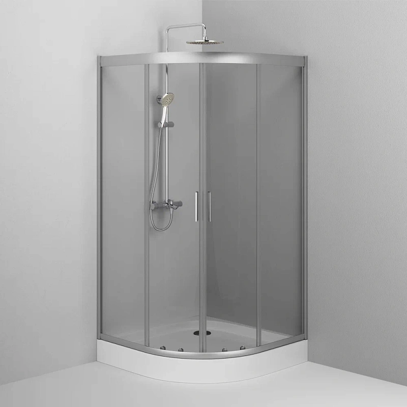 Душевое ограждение без поддона 100x100 AM.PM Gem W90G-401-100WT профиль серебристый