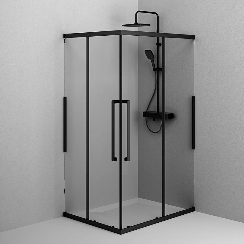 Душевое ограждение без поддона 80х120 AM.PM Func W84G-403-12080-BT профиль черный матовый