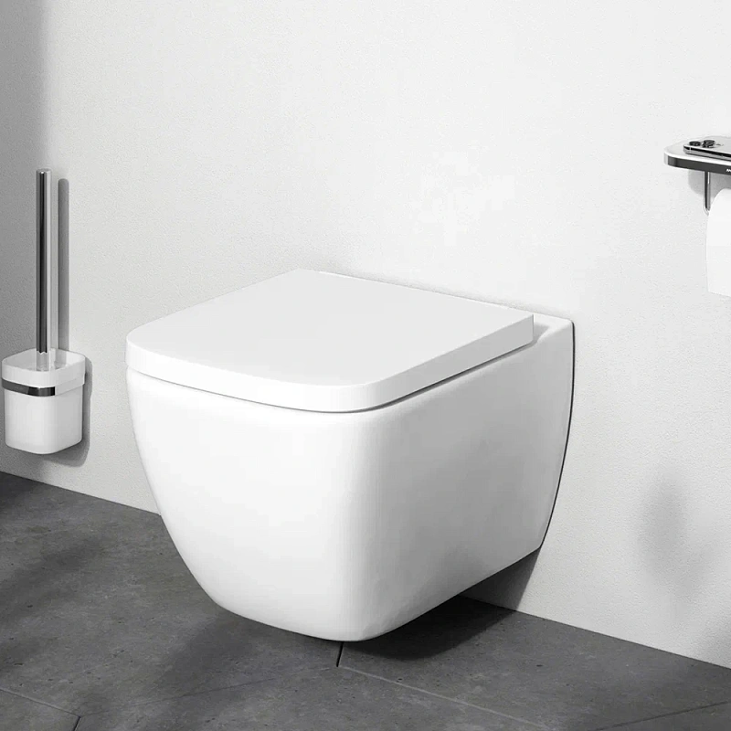 Унитаз подвесной безободковый с инсталляцией AM.PM Gem IS100251.901701 сиденьем микролифт, хром механ. клавишей