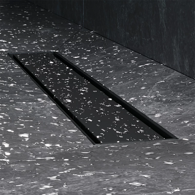 Душевой трап (лоток) 50 AM.PM MasterFlow W01SC-U11-050-04BM комбинированный затвор с черной матовой решеткой под плитку