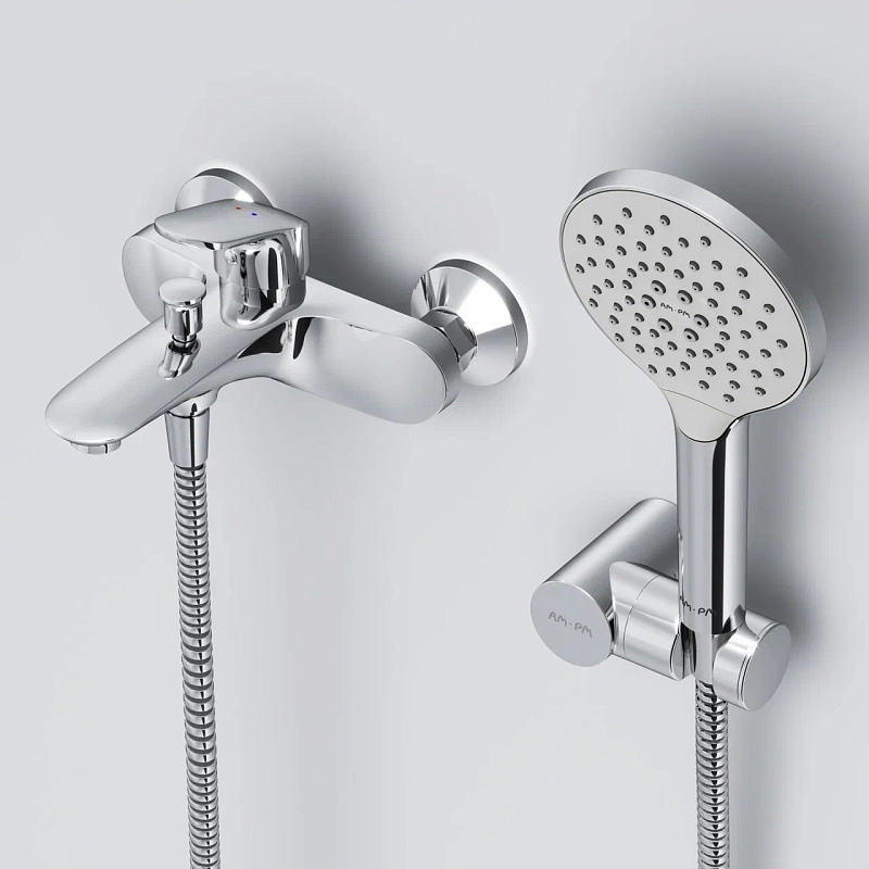 Смеситель для ванны и душа AM.PM Like F8015000 душевая лейка, шланг 1750, хром
