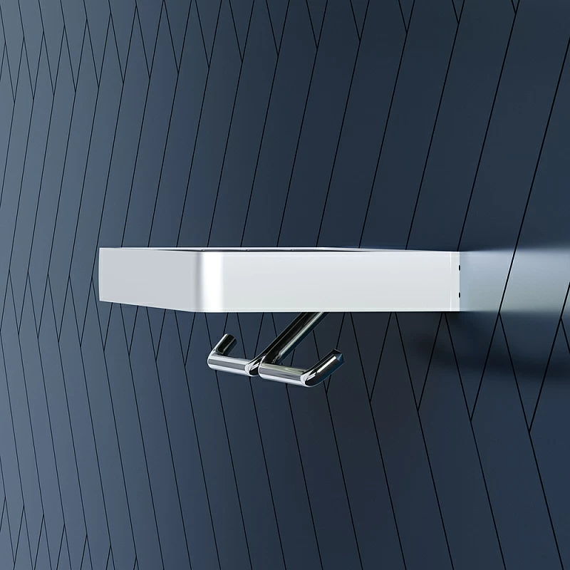 Держатель для туалетной бумаги настенный Damixa Jupiter DA77341900 двойной, с полочкой, серебристый, черный