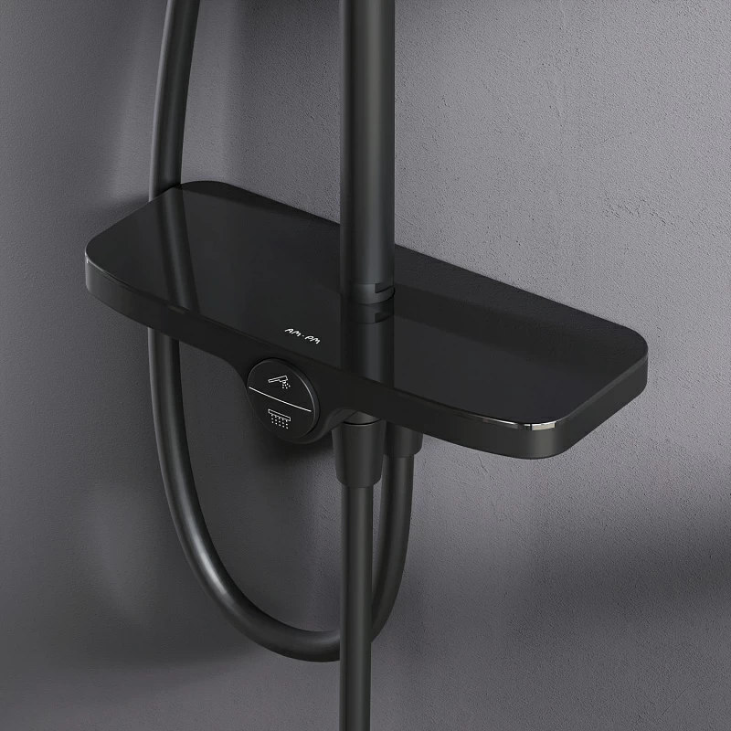 Душевая система AM.PM Like F0780222 стойка с тропическим душем, черная матовая