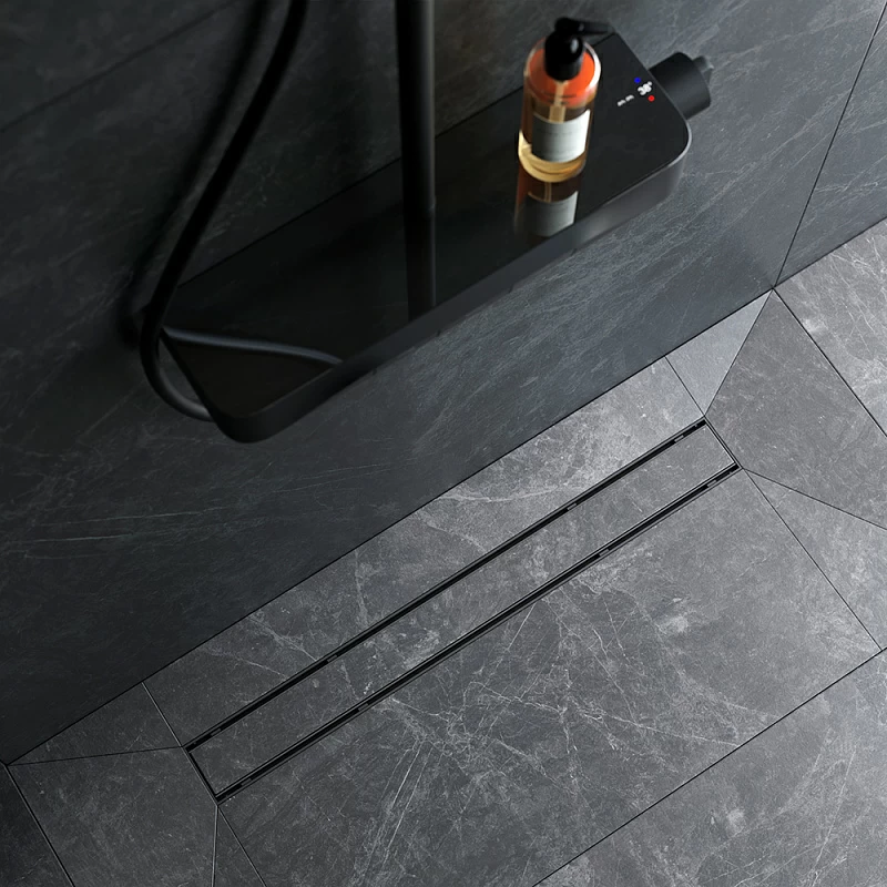 Душевой трап (лоток) 70 AM.PM PrimeFlow W02SC-U11-070-04BM комбинированный затвор с черной матовой решеткой под плитку